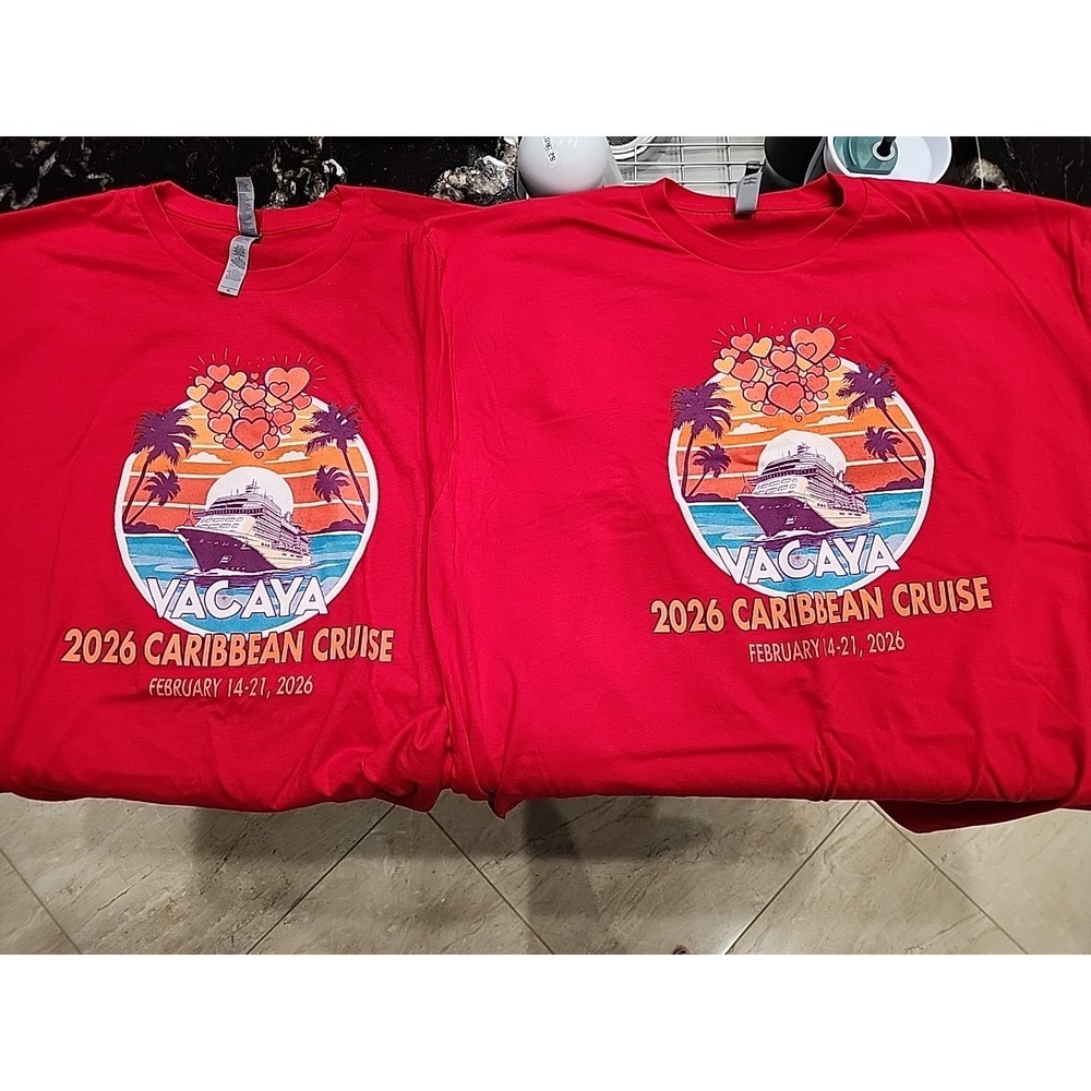 Set of 2 Vacaya Gay 2026 Carribbean Cruise T-Shirts - NEW XL & XXL